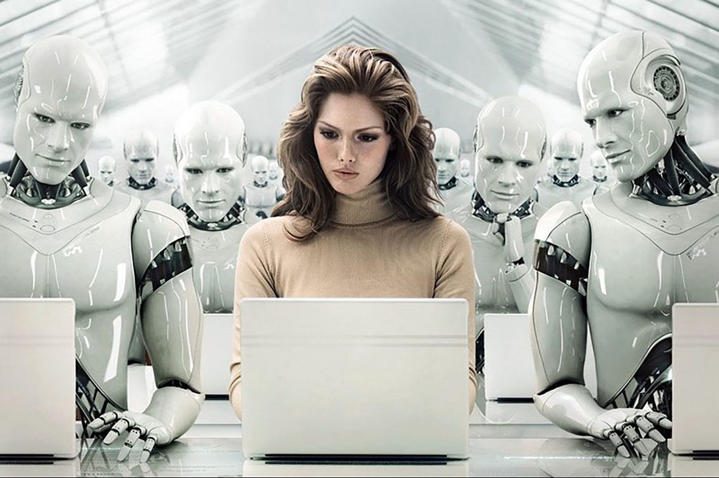 human-among-robots-femme