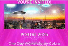 Notes Officielles: Atelier »Portail 2025″ par Cobra à New York 19 Avril 2025, 2 versions PFC Japon+VOTL628 (étapes pour 2025, Rayon/Lumière/Grille emeraude, WESAK, opération Bouclier bleu, Cérémonie de la Déesse, groupes stellaires, énergies…)