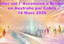 NOTES OFFICIELLES Atelier«Ascension»de Cobra à Brisbane/Australie 14 Mars 2026(Projet Premier Contact privé/individuel « Contact Dish », Activités des Pléiadiens et des Etres de Sirius,Nouveau Paradis/Nouvelle Terre, Pierres Opales/Emeraudes, Ligne de Temps Dorée, Mantra pour entrer en connexion avec le Soi Supérieur / l’âme, Situation Planétaire, Processus de Manifestations, Energies/Lieux énergétiques…)